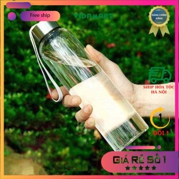 Bình Nước Thủy Tinh, Chai Detox Có Dây Xách 500ml Đẹp Mắt, Sạch Sẽ, An Toàn (vidamart) sp837