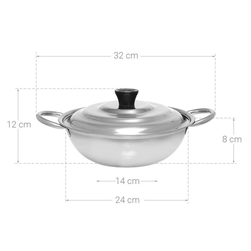 Nồi Lẩu 24cm Nắp Inox Rainy RNL24-1DI4 Chất Liệu Cao Cấp Sử Dụng Được Bếp Hồng Ngoại Bếp Gas