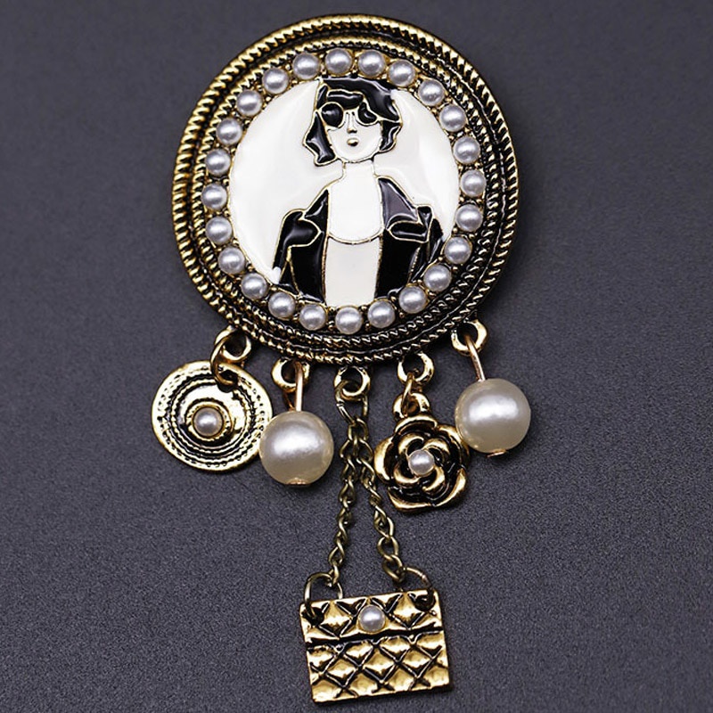 Ghim cài áo hình bông hoa đính ngọc trai giả thời trang cho nữ