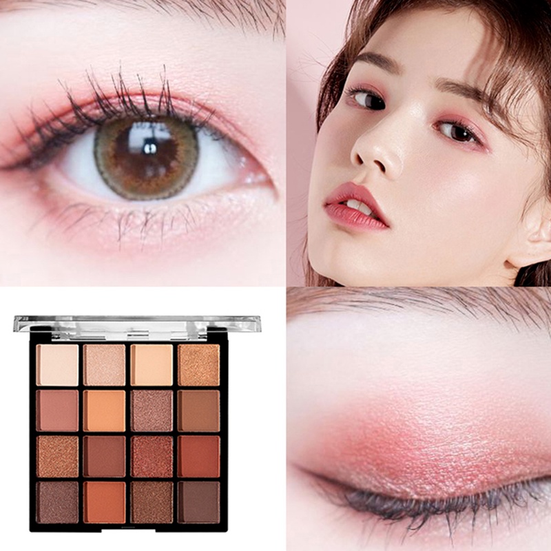 Bảng Phấn Mắt 16 Màu Sắc Hiệu Ứng Lì/ Ánh Nhũ Chống Nước Chống Mồ Hôi Bền Màu Dài Lâu