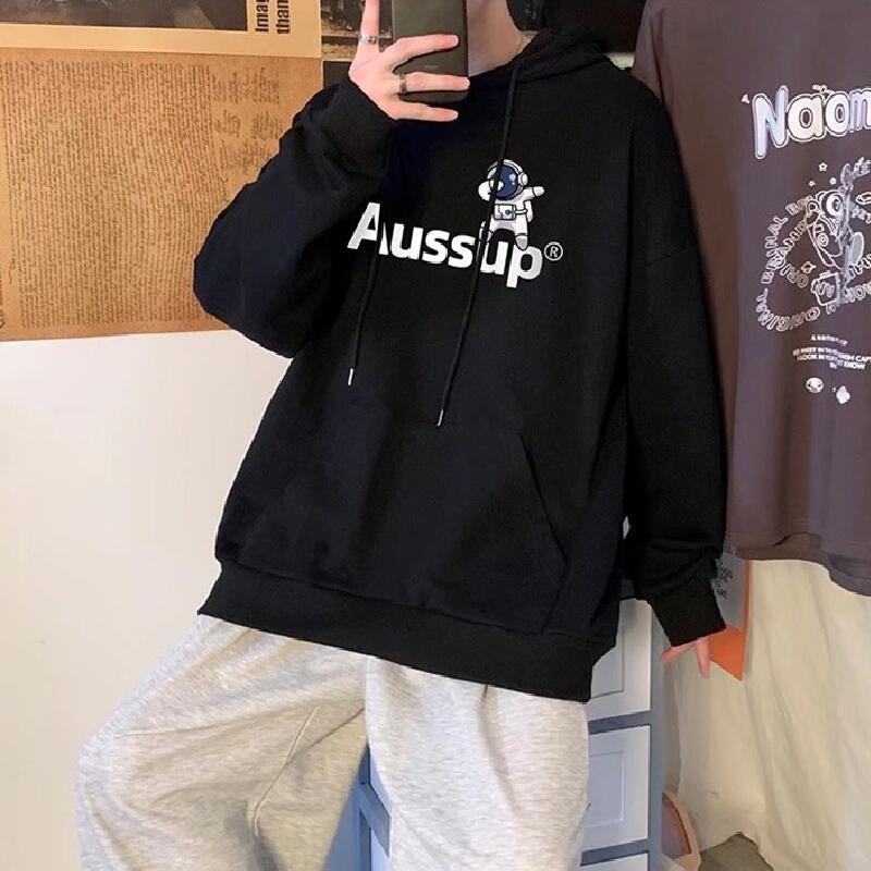 Áo hoodie dáng rộng in chữ phong cách Hàn Quốc thời trang cho nam và nữ size M-5XL