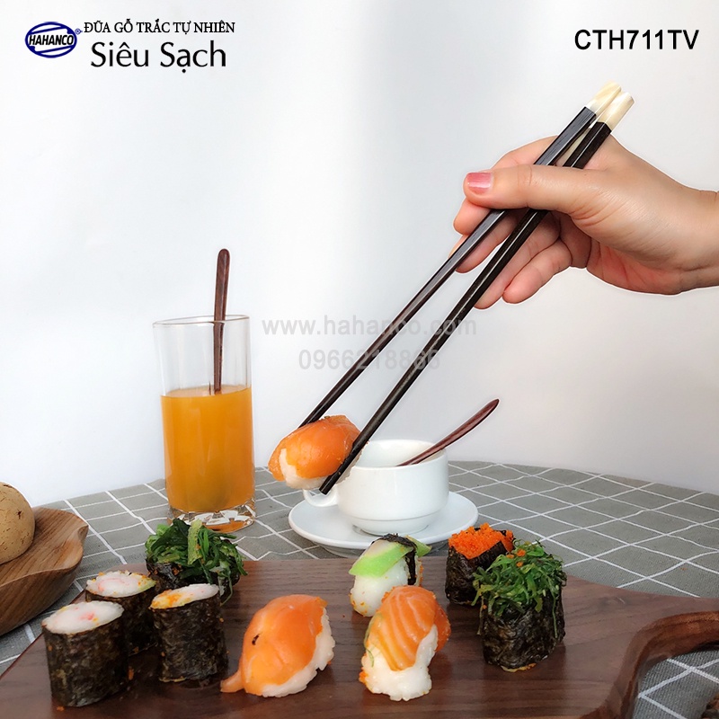 Đũa gỗ trắc vuông đầu ốc biển New Zealand - Hàng VIP (10 đôi/hộp) CTH711TV