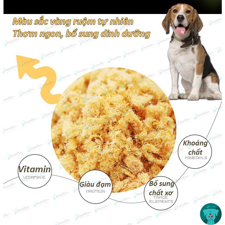 [THƠM NỨC]Thức Ăn Khô Chó Mèo JFamille, Chà Bông Gà Ăn Liền, Snack Giàu Đạm, Trộn Cùng Đồ Ăn Hàng Ngày. Gói 100gr - JF70