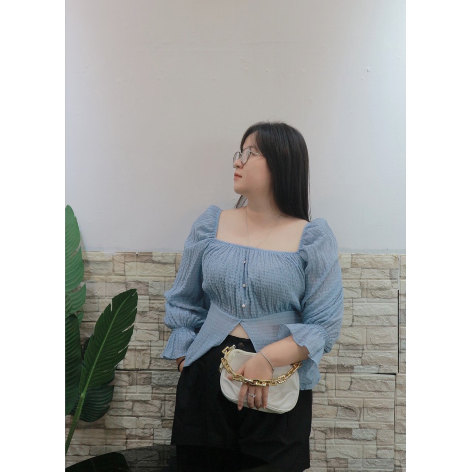 BIGSIZE Áo xẻ đũi nhún cách điệu 55-80kg cho người béo mập Fabulous bigsize