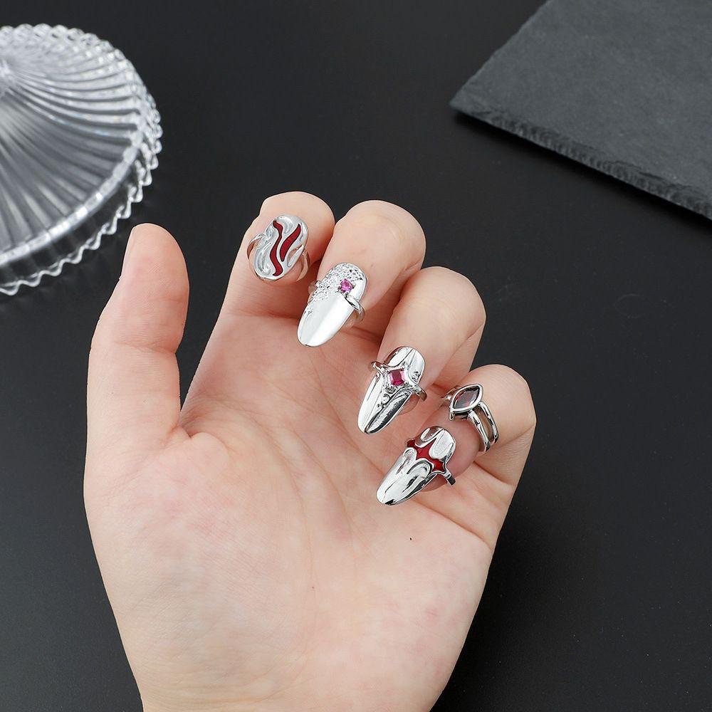 Bộ Nhẫn Đeo Khớp Ngón Tay Dạng Dây Xích Phong Cách Punk Cổ Điển Thời Trang Cho Nữ
