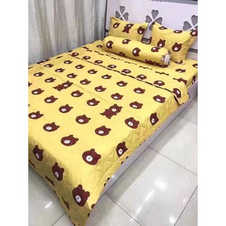 Bộ chăn hè ga gối, Drap giường 5 món mẫu GẤU NÂU VÀNG