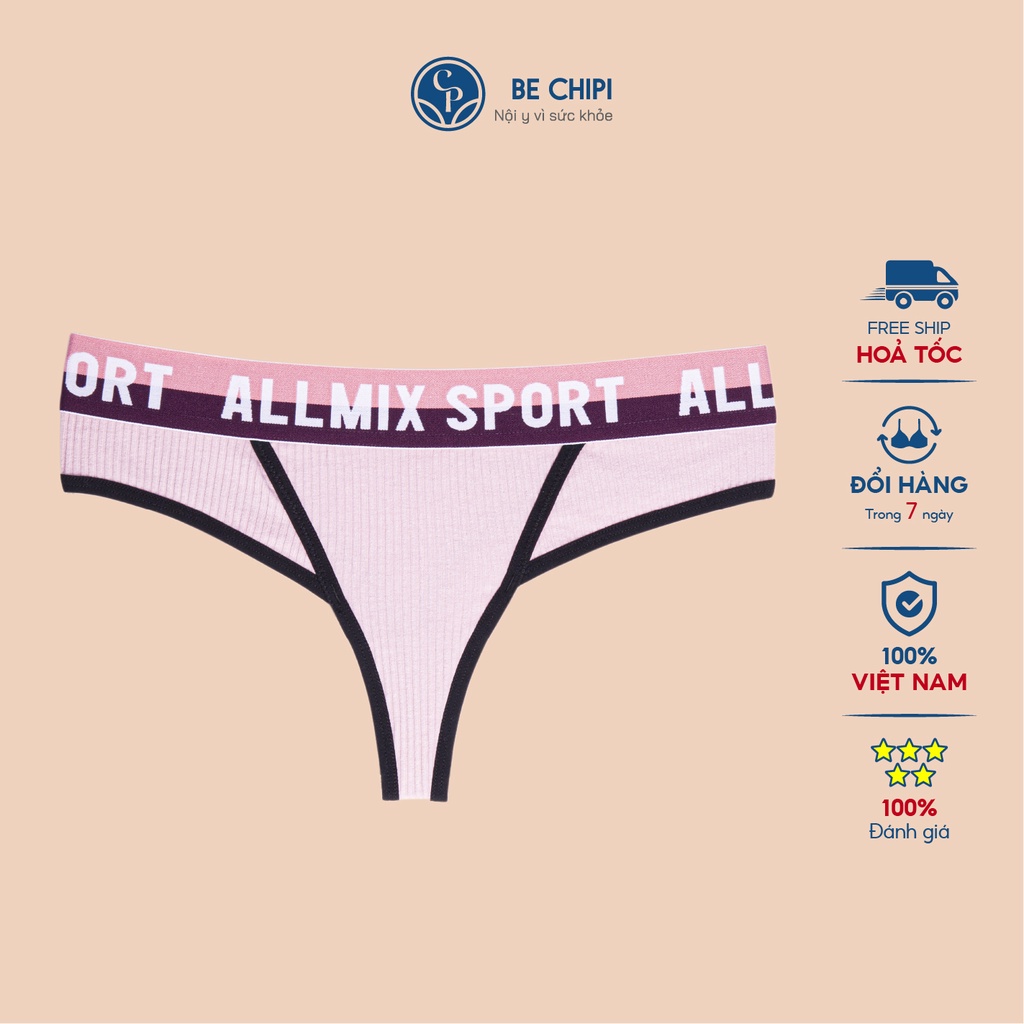 Quần lót lọt khe BECHIPI cạp to dáng thể thao, cotton freesize QL7799