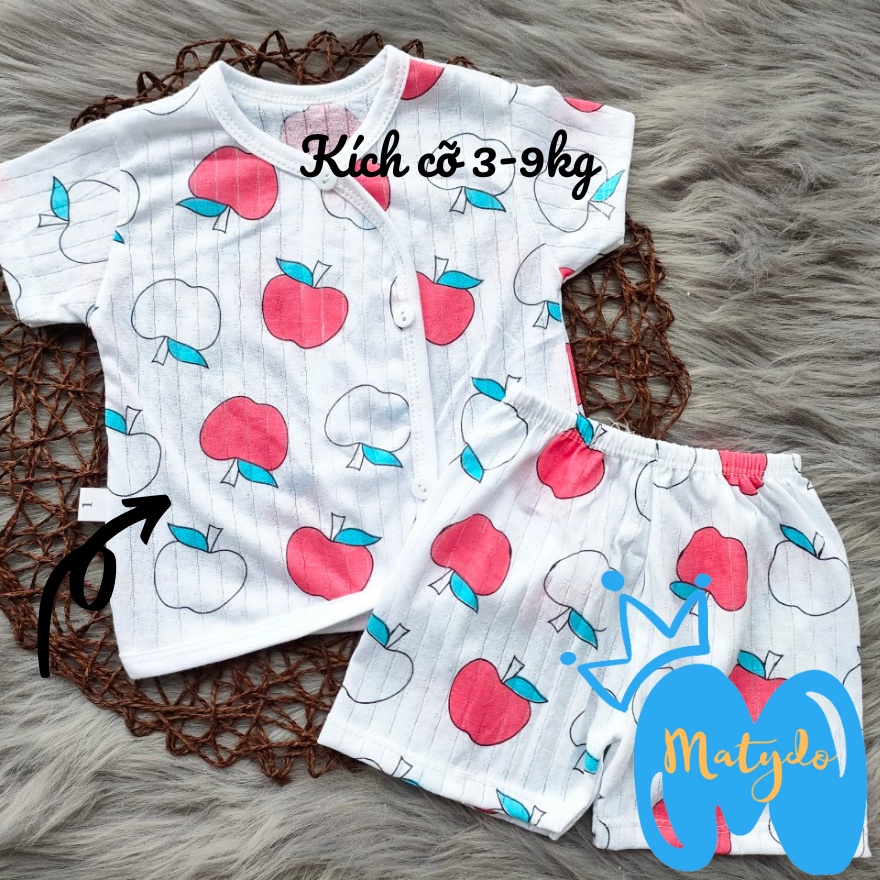 Quần áo sơ sinh ngắn tay cho bé trai bé gái COTTON GIẤY mùa hè giá rẻ đồ mới sinh cho bé cộc cúc chéo SS55