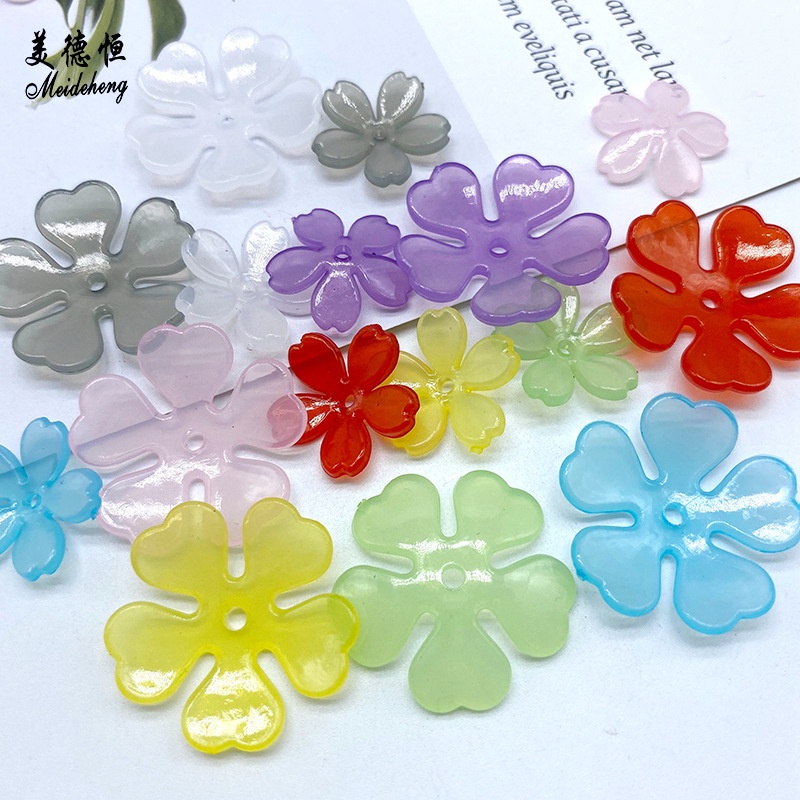 (50g khoảng 60 cái) Hoa nhựa ngọctrai 5 cánh, Nguyên liệu làm trang sức handmade