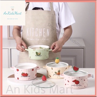 Tô sứ/ bát sứ úp mì tôm có nắp hình hoa quả và động vật dễ thương