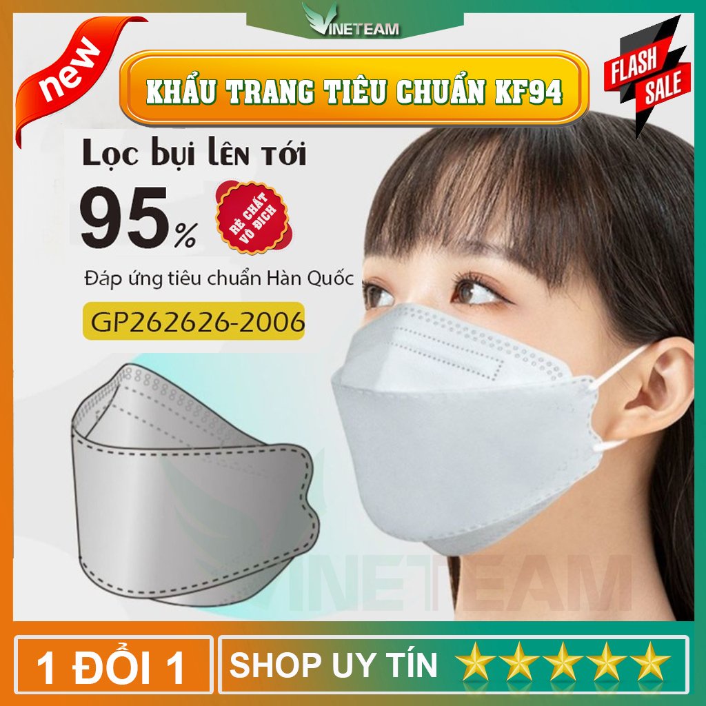 Khẩu Trang Con Cá KF94 Hàn Quốc - 💥Bao Bì Chữ Tiếng Hàn💥, Kháng Khuẩn, Chống Bụi Mịn PM 2.5 -dc4732