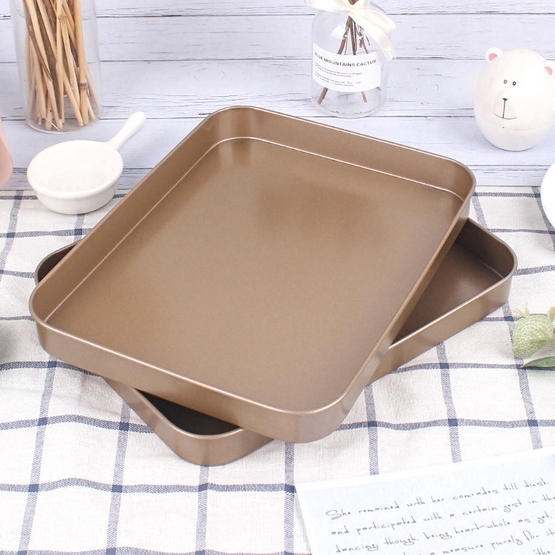 Household Rectangular Baking Pan Golden Carbon Steel Non-Stick High Temperature Resistant Cake Pan Intestinal Powder Baking Pan