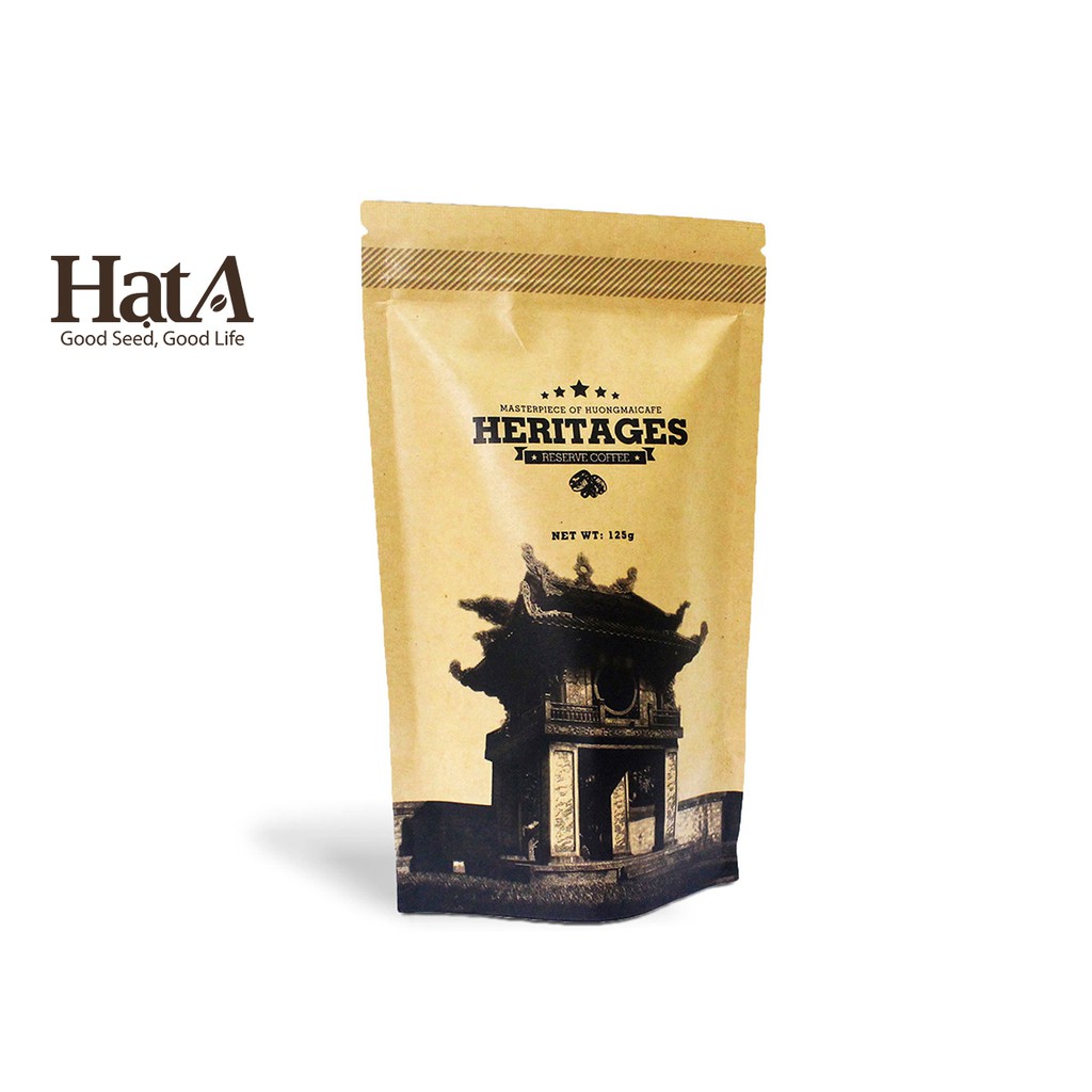 Cà phê chồn cao cấp Heritages Coffee Kraft Bag Hương Mai Cafe 100% hạt Robusta nguyên chất 125gr