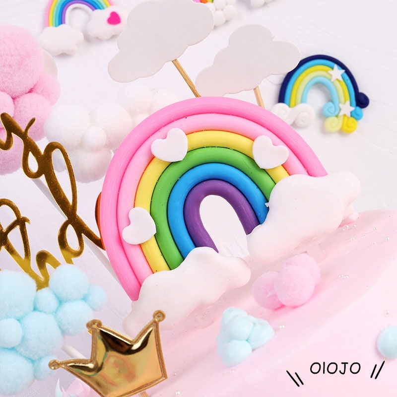 Phụ Kiện Trang Trí Bánh Kem Hình Cầu Vồng Xinh Xắn