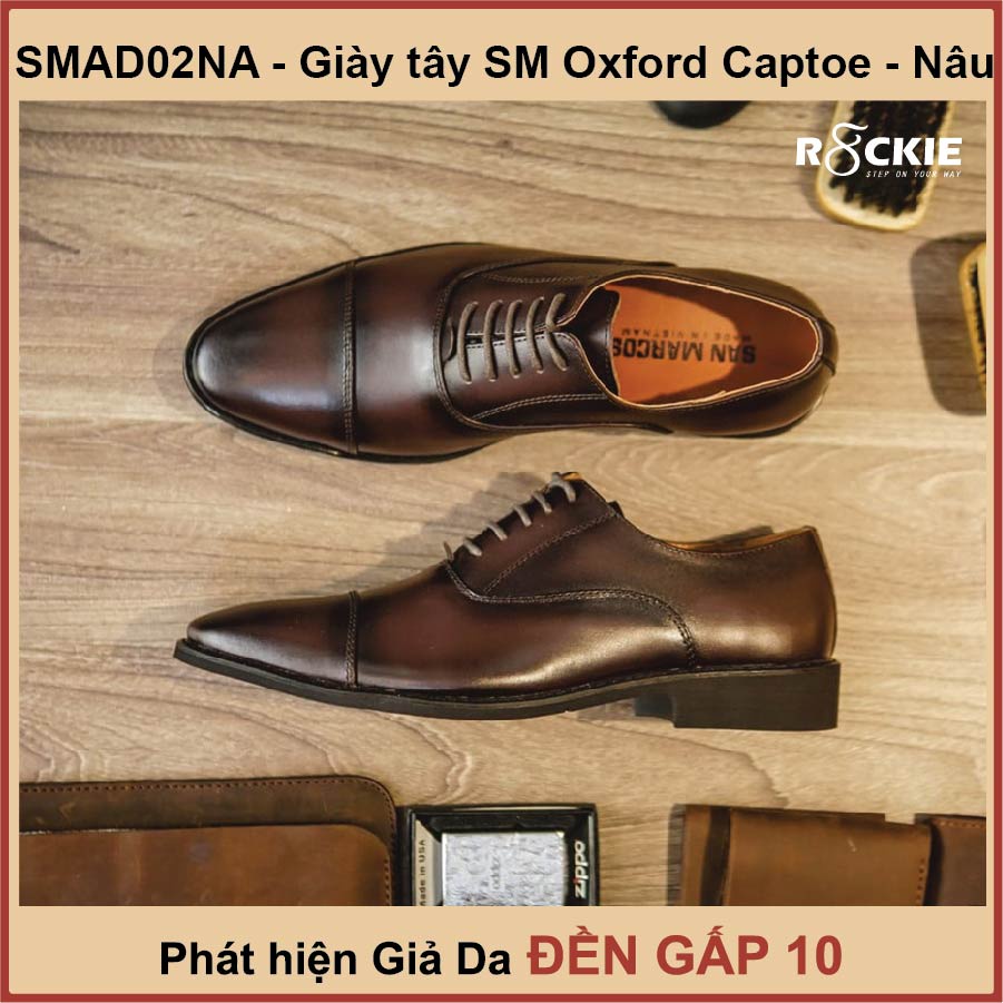 Giày tây nam da thật SM Oxford Captoe - Da nappa nhập khẩu cao cấp - Giả da đền gấp 10 - SMAD02NA - R8ckie