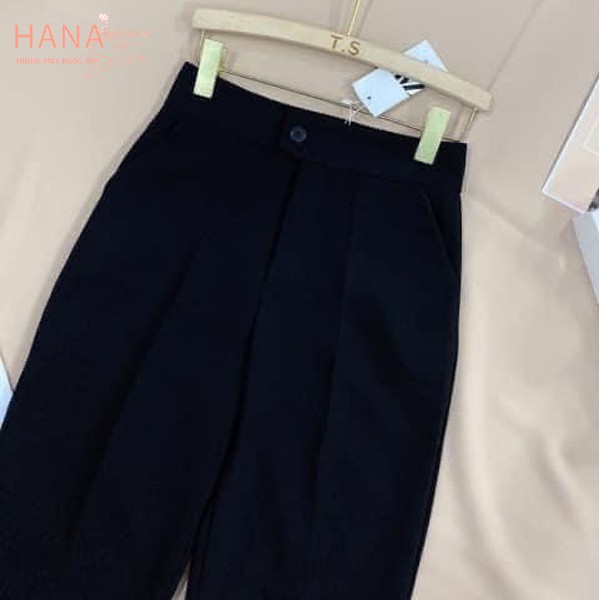 Quần baggy nữ Culottes quần tây công sở dáng dài lưng cao vải đen