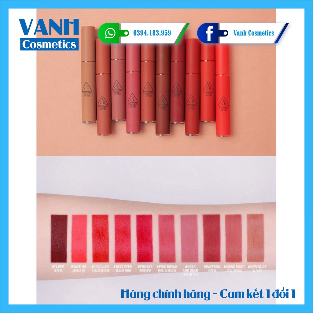 Son kem lì 3ce Velvet lip tint - Vanh Cosmetics