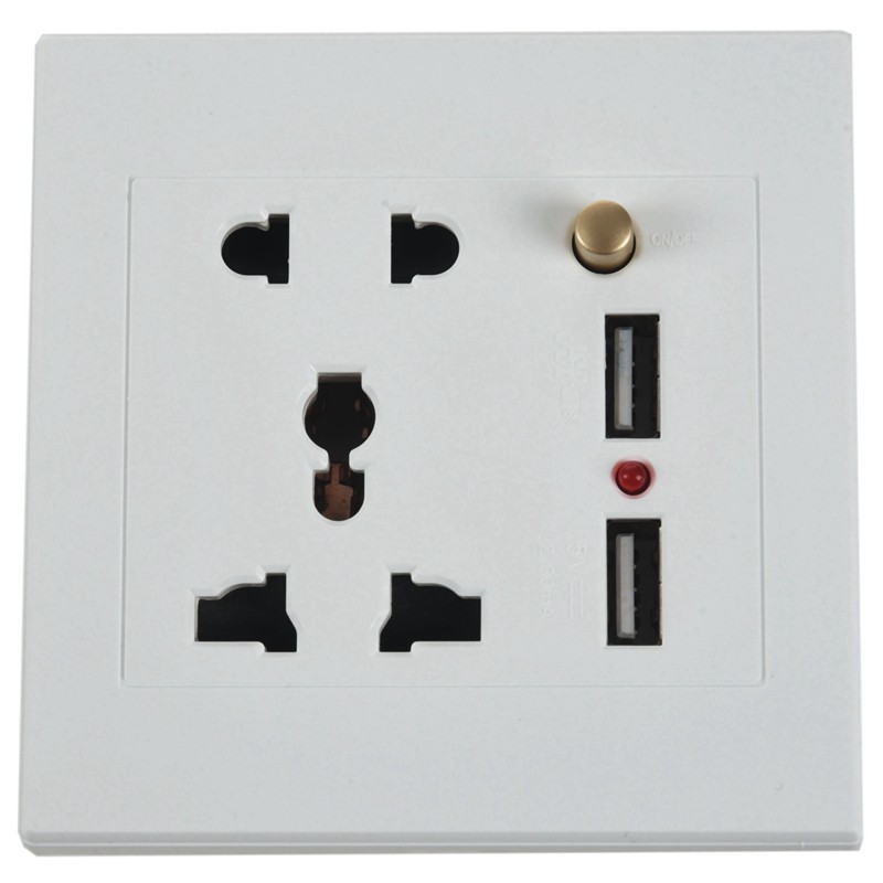 Ổ Cắm Điện Gắn Tường 2.1a Có Công Tắc