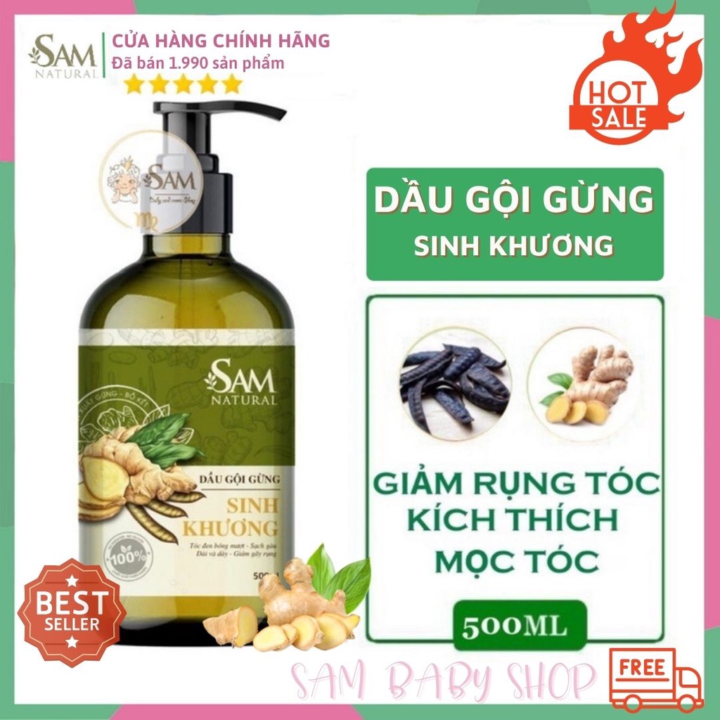 Dầu Gội Gừng Sinh Khương Giảm Rụng Kích Mọc Tóc Phục Hồi Chân Tóc - Cam Kết Chính Hãng Sam Natural (dung tích 500ml)