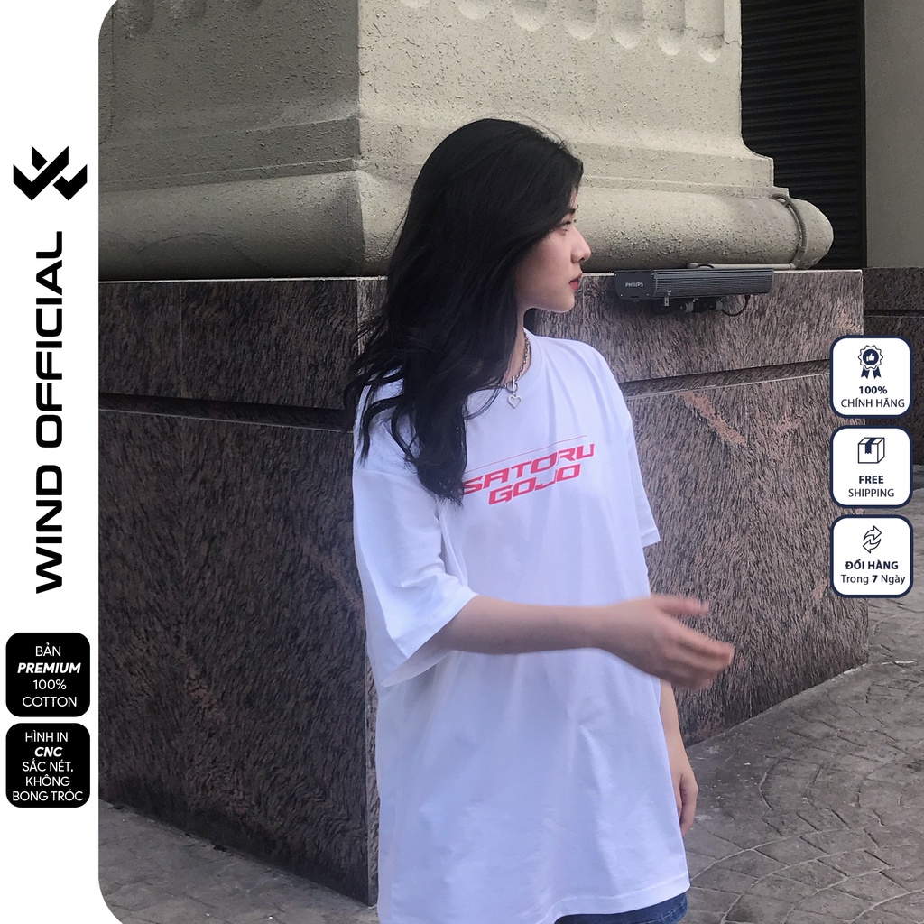 Áo thun tay lỡ unisex WIND phông form rộng 65% cotton Gojo nam nữ oversize ulzzang