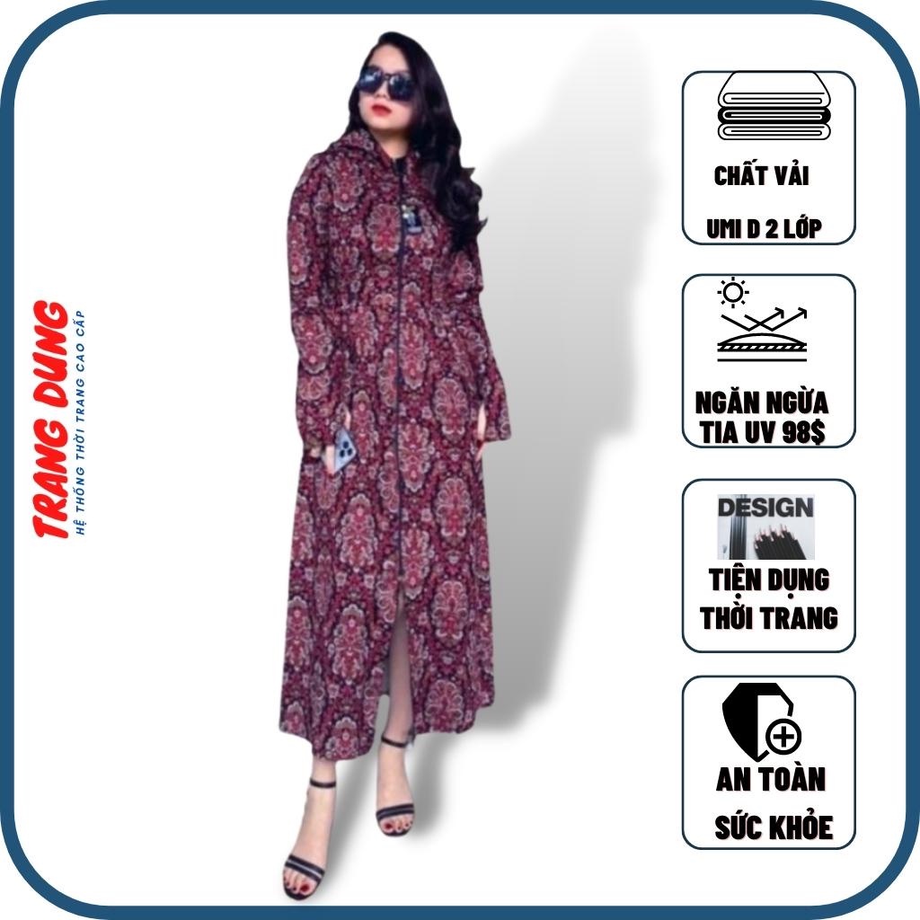 Váy chống nắng nữ toàn thân Trang Dung vải Umi D 2 lớp cao cấp thiết kế xẻ sau thời trang, dáng dài kín chân thoáng mát.