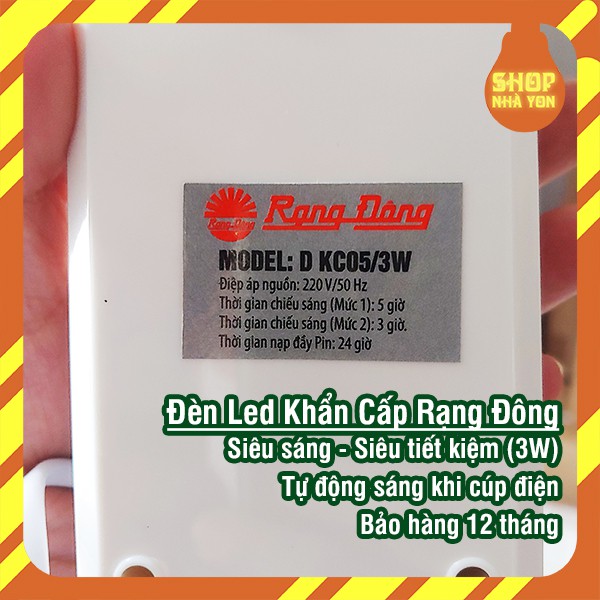 Rạng Đông Đèn led khẩn cấp tự động sáng khi cúp điện 3w siêu sáng, siêu tiết kiệm