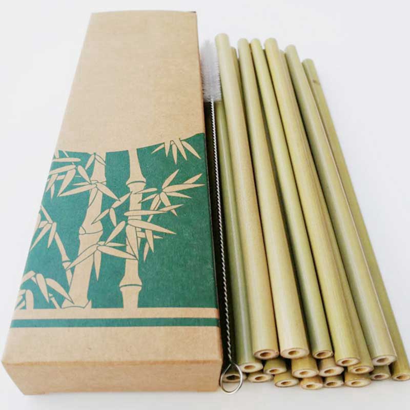 Bộ 10 ống hút gỗ tre thân thiện môi trường có thể tái sử dụng kèm cọ vệ sinh tiện ích