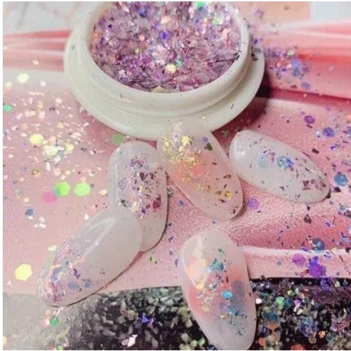 Nhũ kim tuyến nail 8 màu siêu sáng 8 hũ