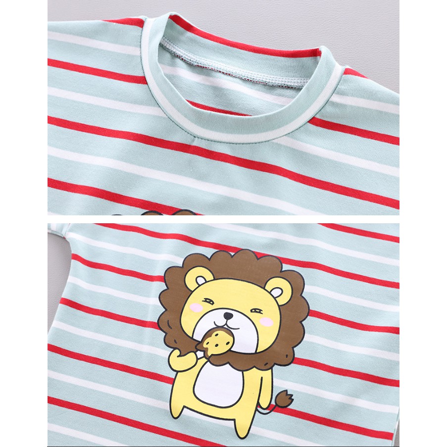 Bộ quần áo cộc Lion kẻ cho bé