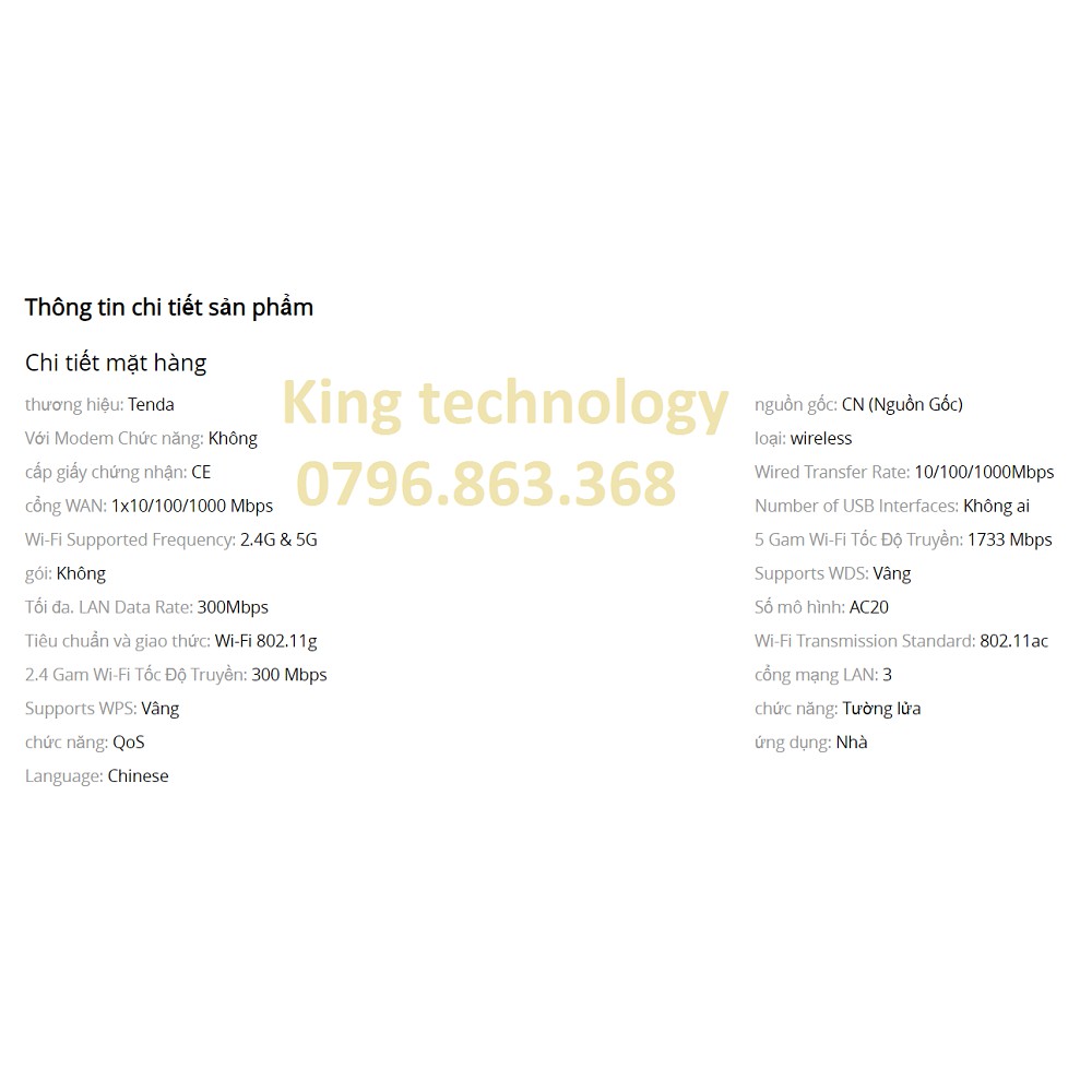 [Mã ELMS05 giảm 5% đơn 300k]Tenda AC20 Không Dây 2.4G / 5G AC2100 Wifi 2 Băng Tần Khuếch Đại Tiếp Sóng Không Dây PPPOE | BigBuy360 - bigbuy360.vn