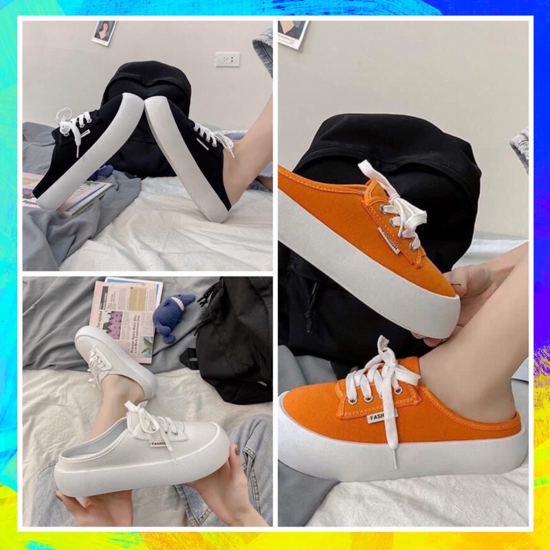 Giày Độn Đế Bánh Mì FASHION , Giày Đạp Gót NY Thể Thao Độn 4cm Siêu Hot