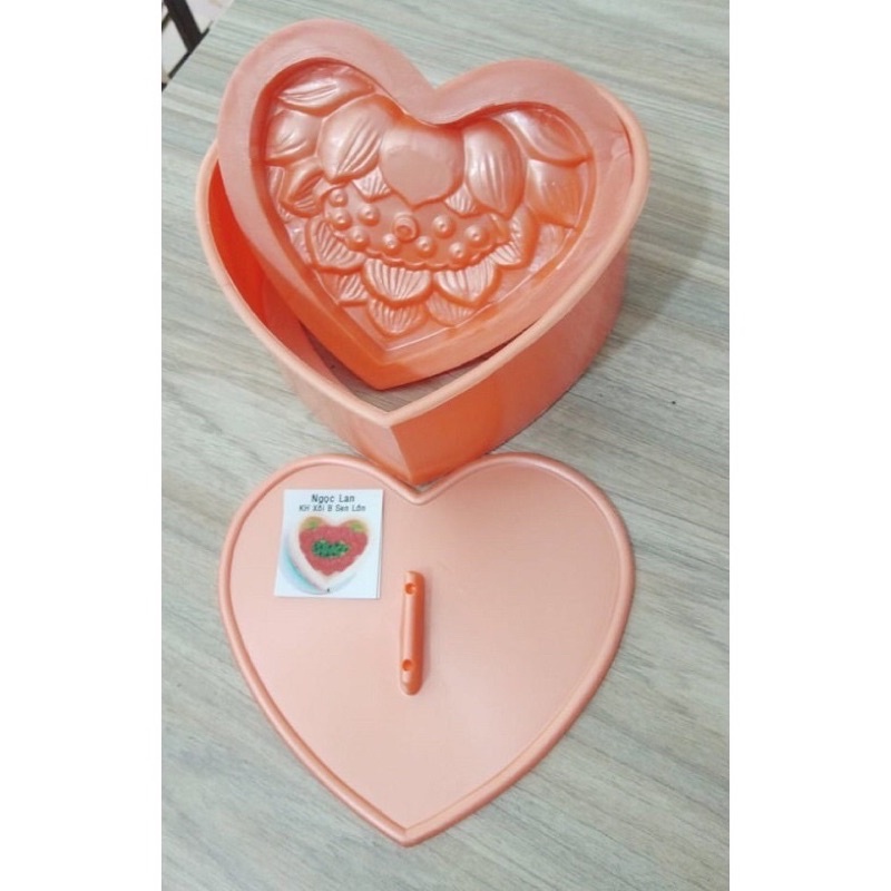 Khuôn làm xôi trái tim hoa sen size đại 16cm nhựa cứng bền đẹp