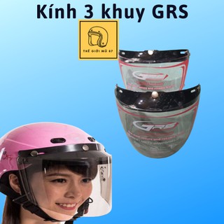 Kính chắn gió mũ bảo hiểm, có 3 khuy tháo lắp cho mũ bảo hiểm 1/2 - 3/4, kính che 2/3 mặt, màu trong hoặc trà 4.9