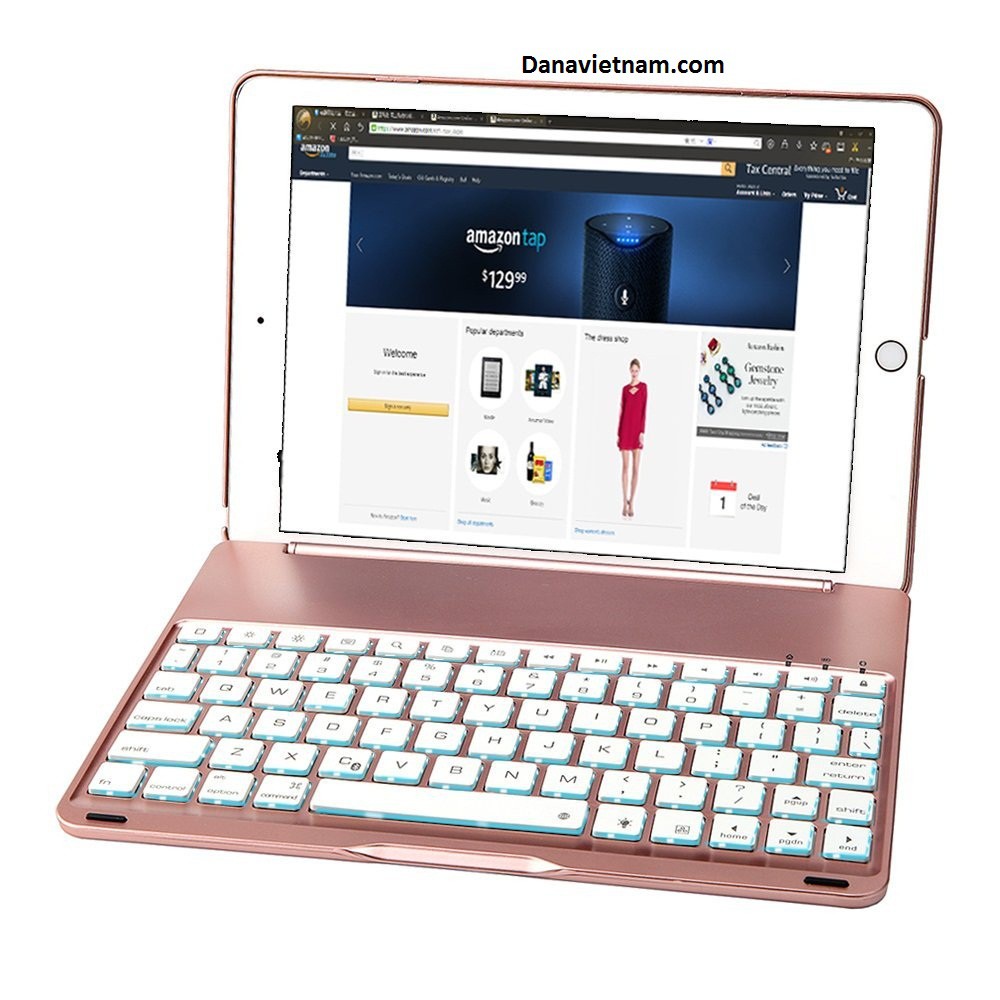 Bàn phím Bluetooth kiêm ốp lưng cho iPad Pro 9.7'' (Rose Gold) tặng cáp sạc iPhone