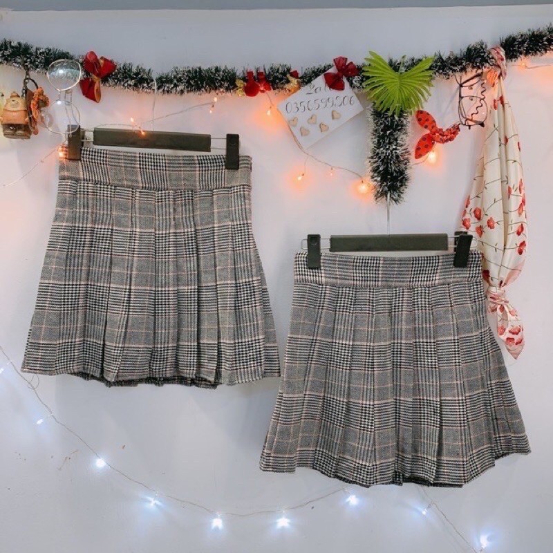 CHÂN VÁY TENNIS CARO ULZZANG KÈM ẢNH THẬT 🍀🍀😇😇