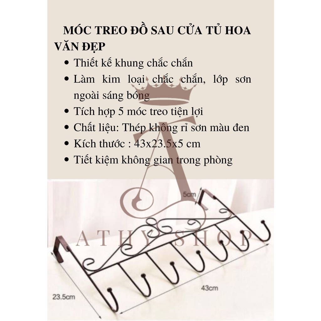 MÓC TREO ĐỒ SAU CỬA TỦ HOA VĂN ĐEP, giá móc xinh đẹp cao cấp, thanh máng quần áo xịn tốt giá rẻ, dụng cụ treo khăn tắm