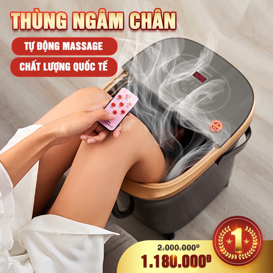 Chậu ngâm chân massage CHIGO - tặng kèm thảo dược và dầu xoa bóp - Chậu mát xa chân đa điểm rung - Bảo hành 12 tháng