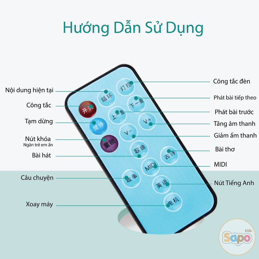 Treo nôi cho bé có hộp nhạc kích thích sự phát triển của bé, đồ chơi trẻ em SAPO KIDS