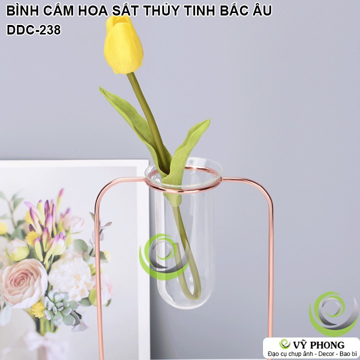 BÌNH HOA LỌ CẮM HOA NGHỆ THUẬT SẮT THỦY TINH PHONG CÁCH BẮC ÂU NORDIC TRANG TRÍ ĐẠO CỤ CHỤP ẢNH SẢN PHẨM INS DDC-238