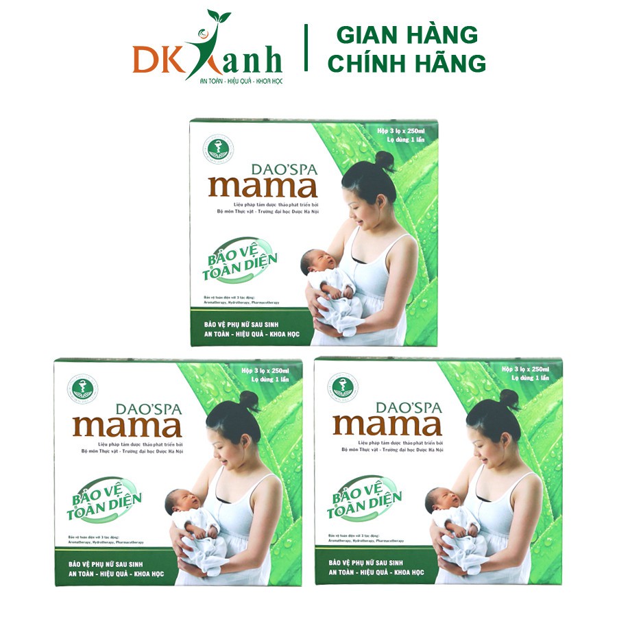 Combo 3 hộp / 9 chai Nước tắm sau sinh Dao'spa Mama - DK Pharma dành cho sản phụ, chai 250ml