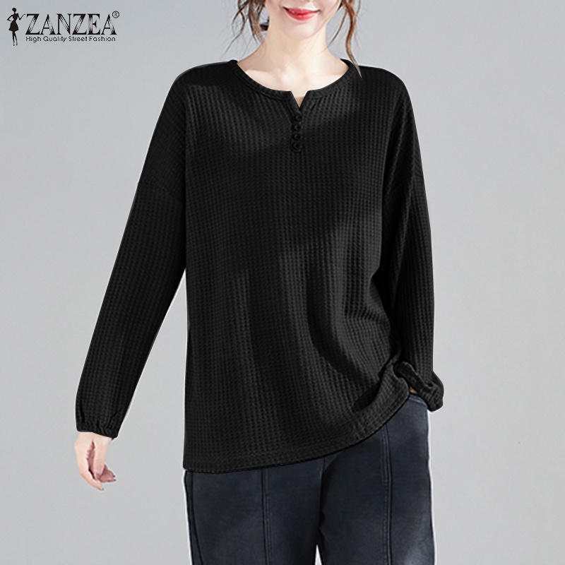 Áo nữ Zanzea tay dài cổ V đơn giản thời trang