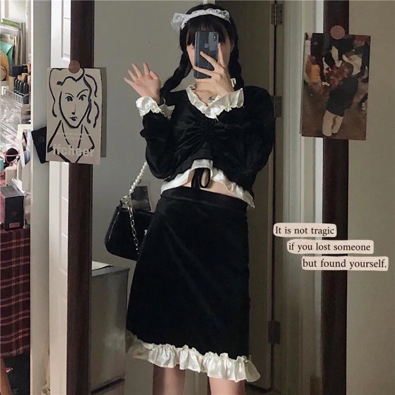 SET ÁO VÁY NHUNG M26 ULZZANG