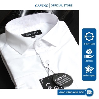 Áo sơ mi trắng nam nano cao cấp cavino smt365 sơ mi trắng trơn basic chất liệu chống nhăn,hút mồ hôi hiệu quả