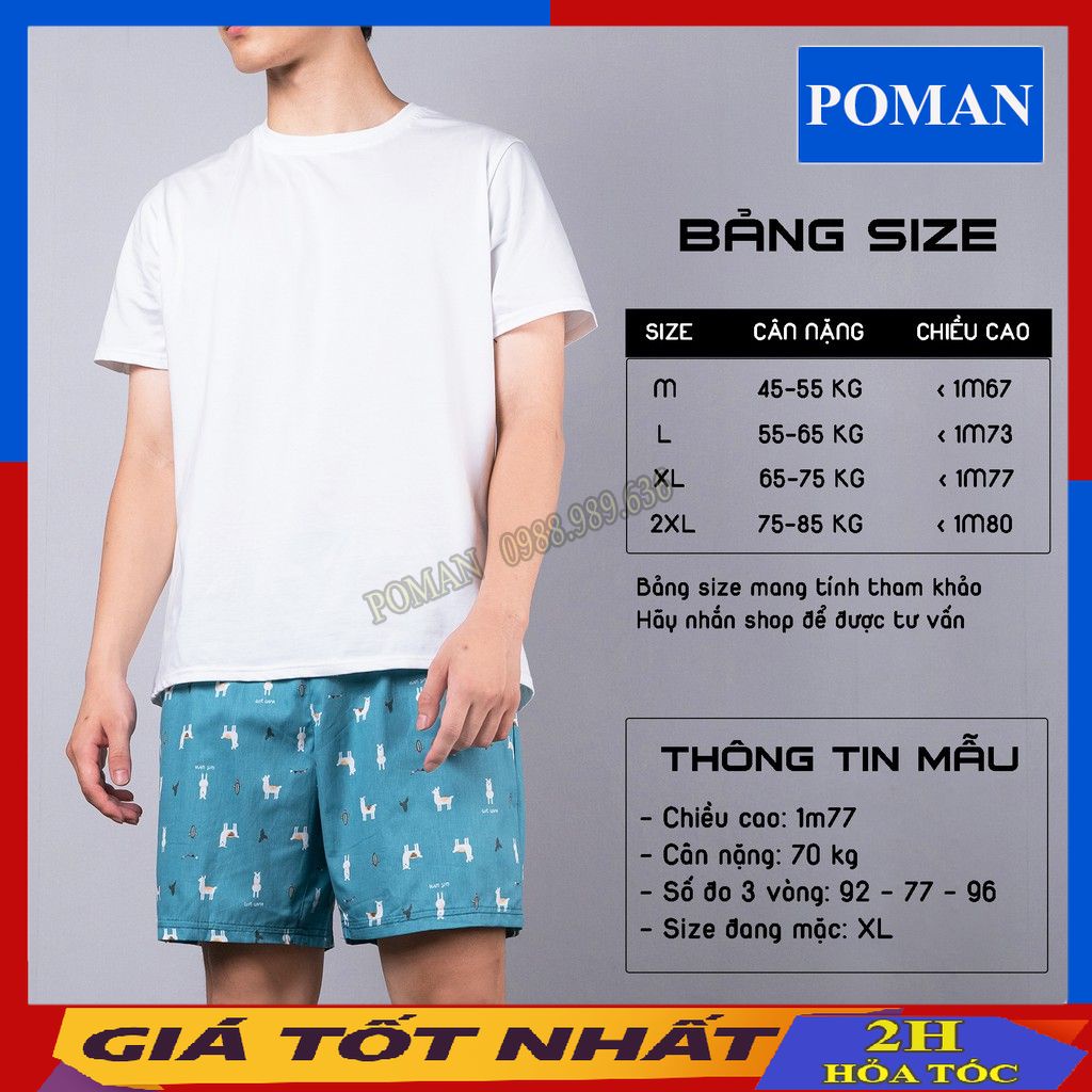 Quần đùi nam cartoon mặc nhà, Quần short nam đi biển thoải mái QD04 - POMAN
