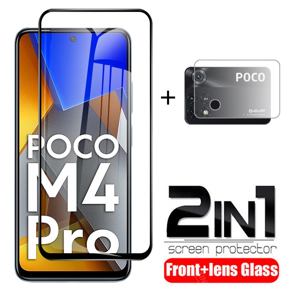 Kính Cường Lực 2 Trong 1 Bảo Vệ Ống Kính Máy Ảnh Cho Xiaomi Poco M4 X4 M3 Pro M4Pro X4Pro M3Pro 5G