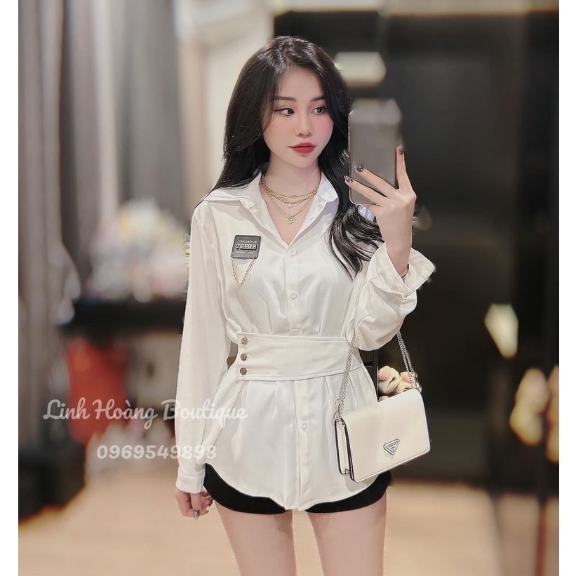 Áo sơ mi nâu dáng dài tôn eo áo sơ mi kiểu nữ siêu chất SL202 | BigBuy360 - bigbuy360.vn