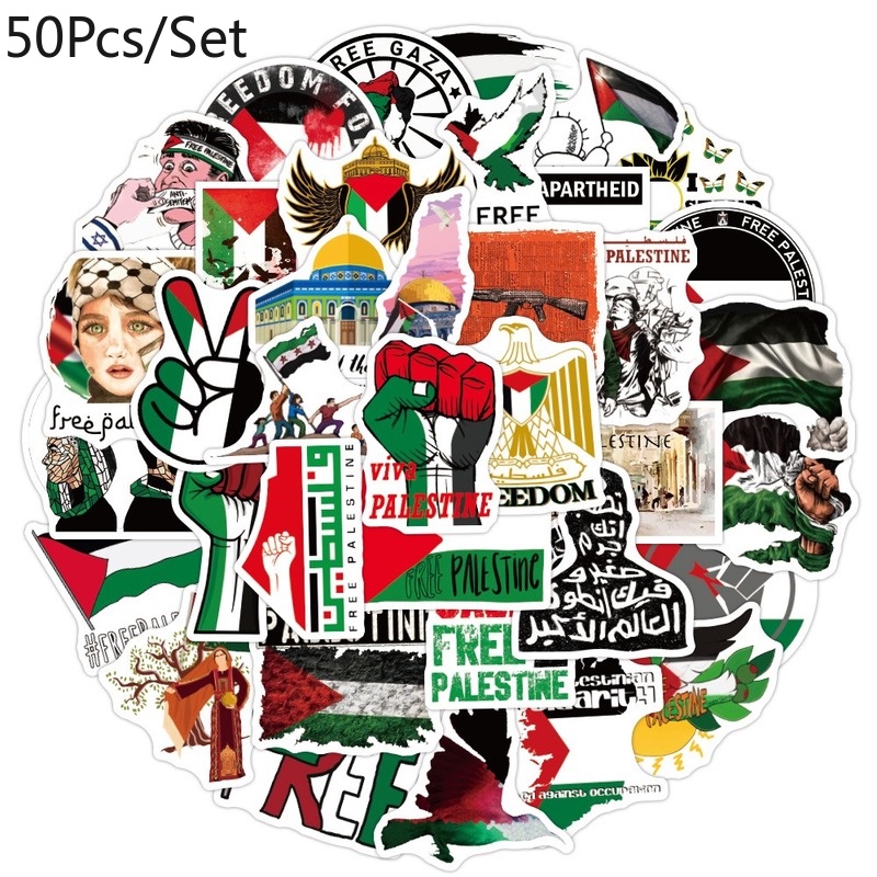 Z & M ❀ Nhãn dán Palestine miễn phí 50 Cái / bộ Decal dán chống nước cho đồ chơi