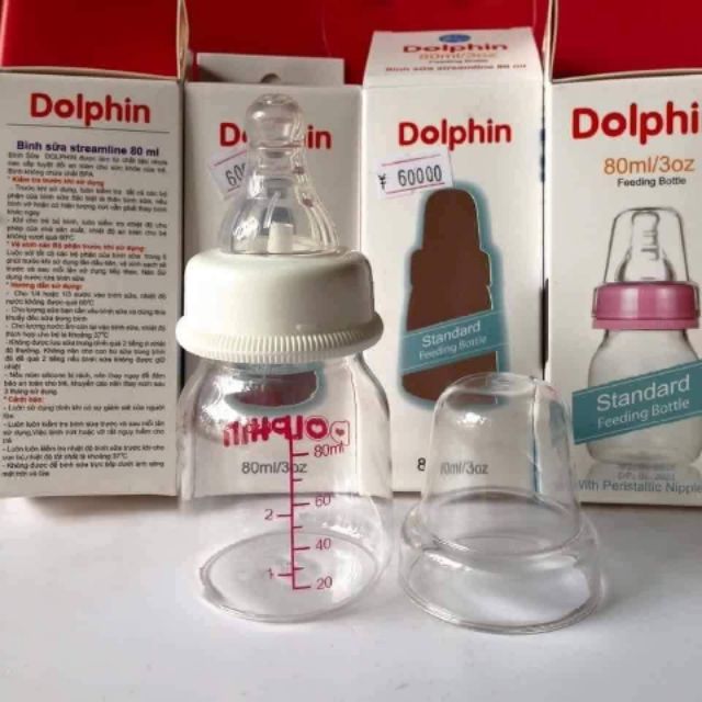 Bình sữa Dolphin cổ hẹp 60ml ( tặng kèm 1 núm ti)