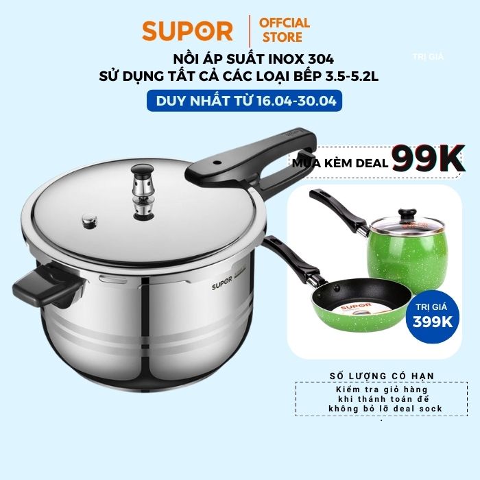 NỒI ÁP SUẤT BẾP TỪ SỬ DỤNG MỌI LOẠI BẾP 5.0L-22CM 5 LỚP INOX 304 Quick YS22ED