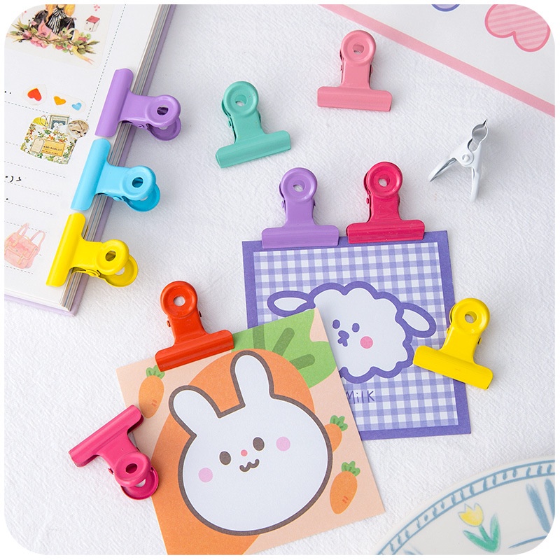 Set 5 Kẹp Giấy Kim Loại Đuôi Dài Màu Hồng Dễ Thương Dành Cho Học Sinh